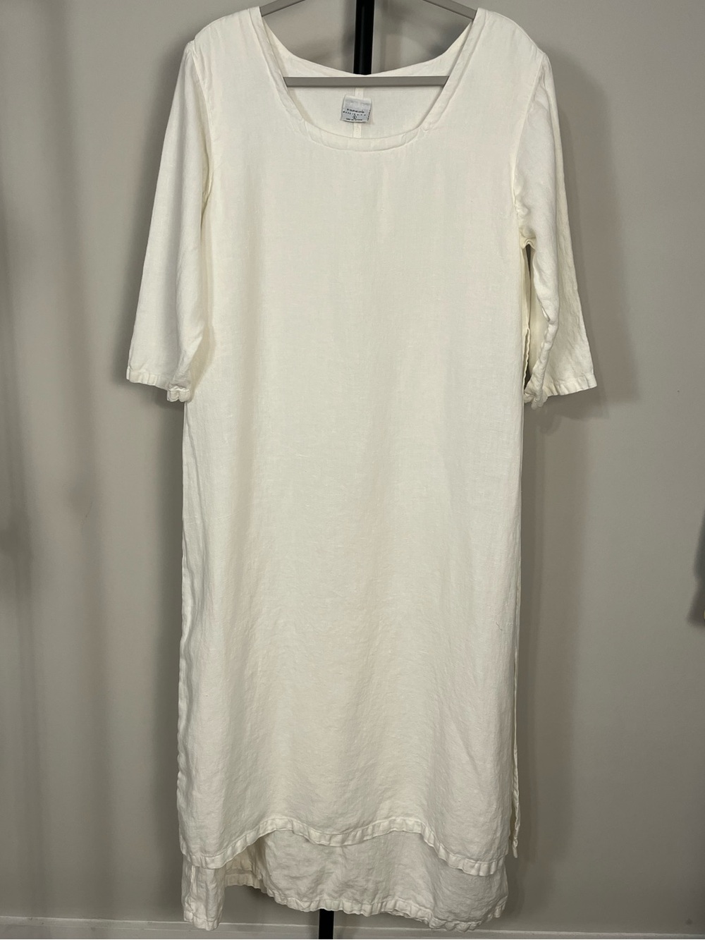 Click Color Me Cotton 100% Linen Maxi 3/4 Long Sleeve Dress Layered Large